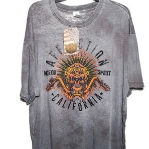 Men's Affliction American Customs Ancient Rumble Graphic T-shirt Grey 3XL